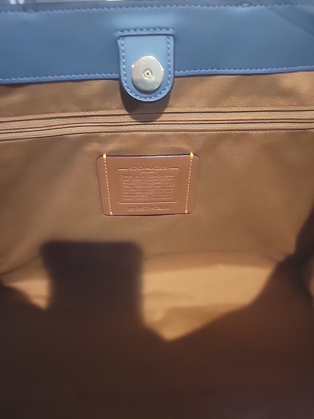 Coach Navy Logo Strap Leather Tote - Picture 16 of 16